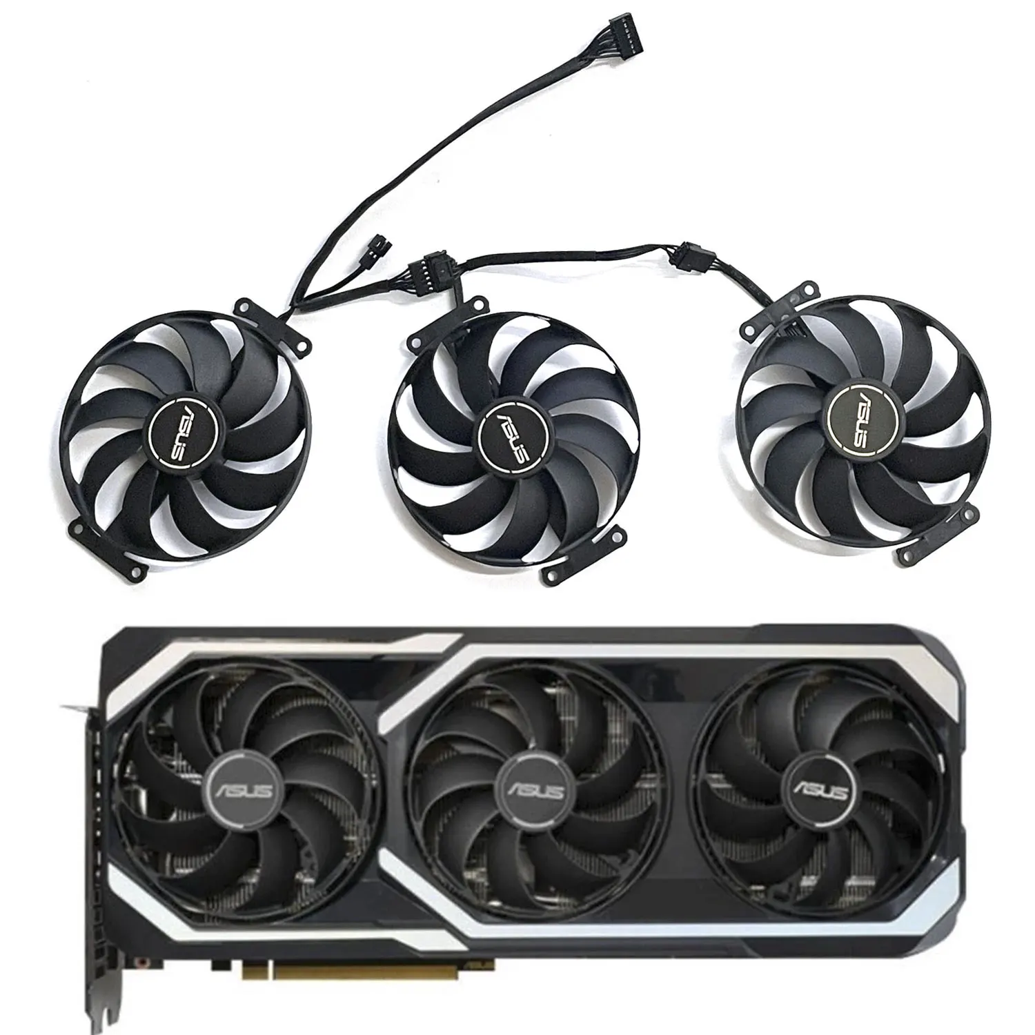 

3 Fan Asus Geforce RTX 3070 3060 Ti Megalodon Gaming GPU Cooler Fan CF1010U12S CF9010U12D 7PIN DC 12V 0.45 graphics card fan