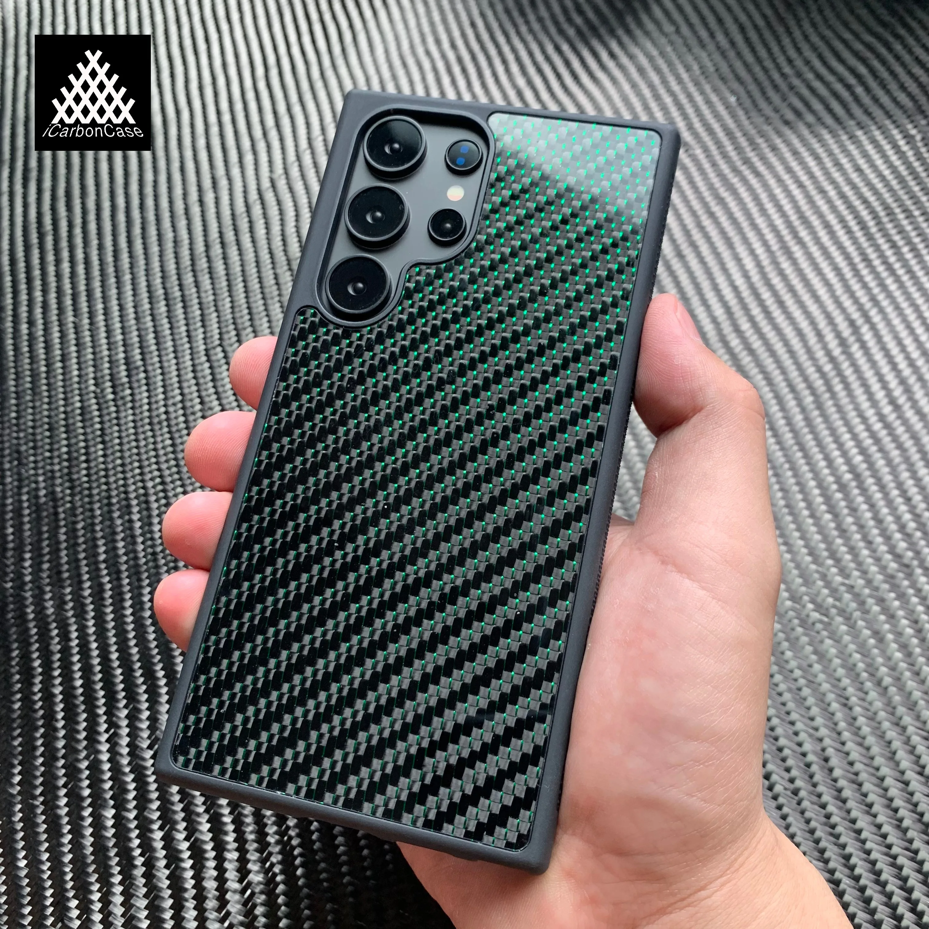 

Magnetic Real Glossy Woven Green Carbon Fiber Case for Samsung Galaxy S25 S24 S23 S22 Ultra S23FE S24FE S25+ S24+ with Magsafe