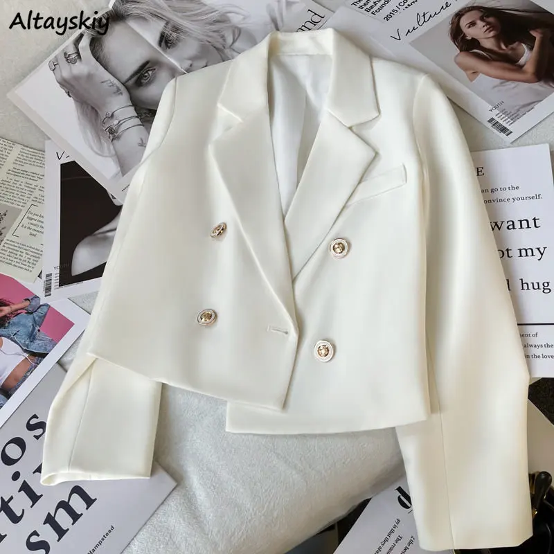 

Solid Blazers Women Loose Fit Simple Office Ladies Elegant Fashion Soft All-match Mature Temperament Leisure Chic Korean Style