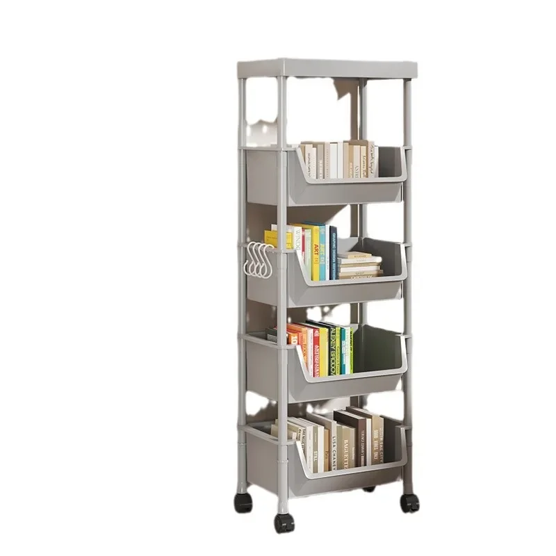 

Plastic cabinet desk, storage trolley floor-to-ceiling household shelf, living room with rollers for children, bookshelf locker