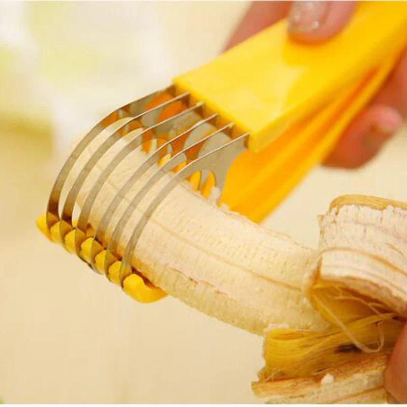 Banana Slicer Fruit Vegetable Sausage Slicer Stainless Steel Banana Cutter Salad Sundaes Tools Cooking Tools Kitchen Accessories