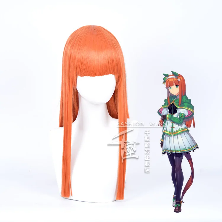 

Pretty Derby Silence Suzuka Cosplay Wig Ears Tail Redish Orange red Straight 80CM Long Hair Women Girls new Idol Role Play