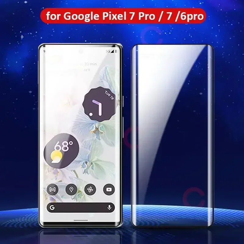 

Изогнутое закаленное стекло Pixel 7 Pro для защиты экрана Google Pixel 7 6 Pro, прозрачное Защитное стекло для экрана, устойчивое к царапинам Передняя пленка