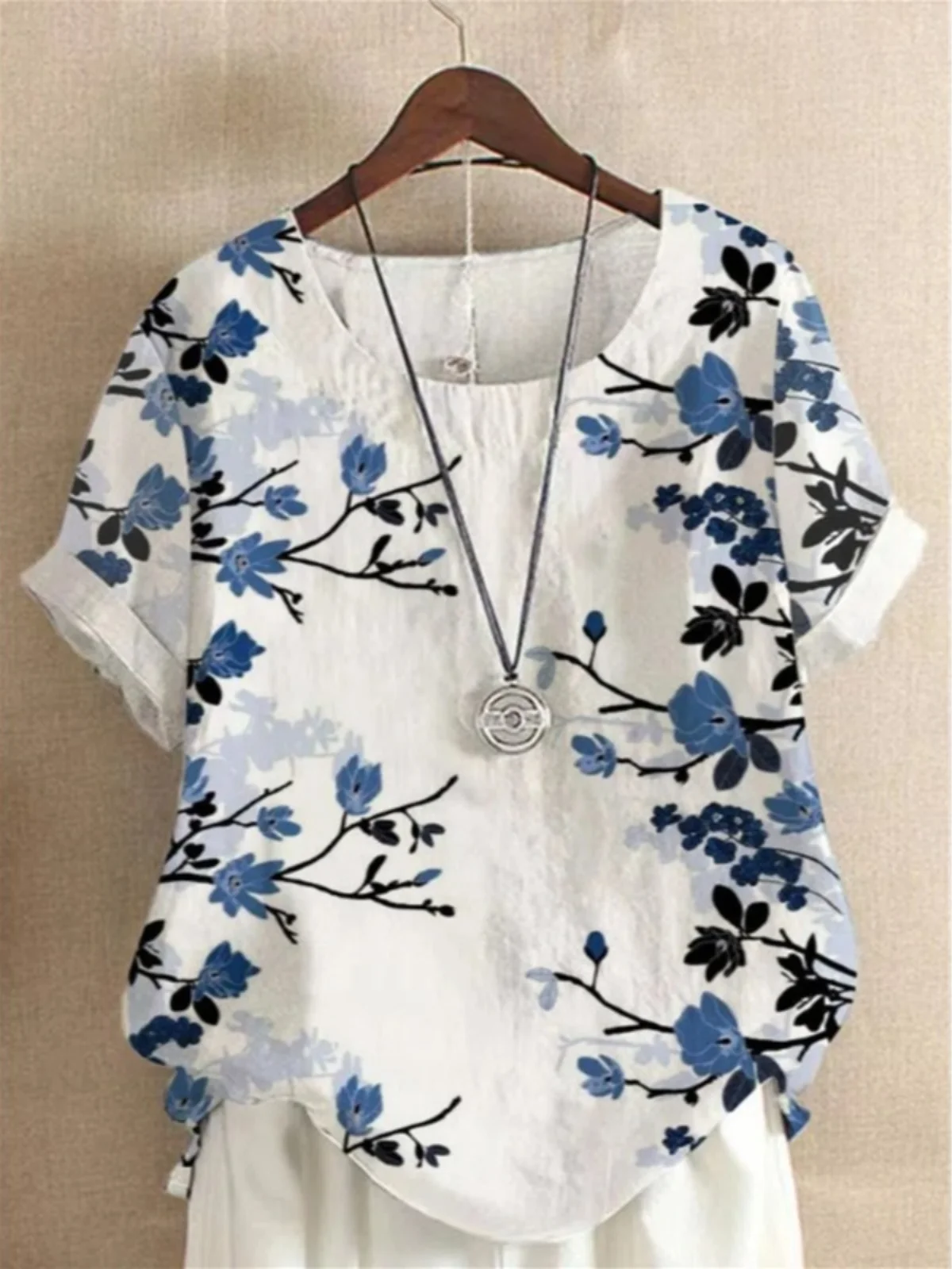 

Льняная футболка ort Sve, женская повседневная свободная футболка с принтом, хлопковый льняной круглый пуловер Ne, летний модный винтажный Sle irt