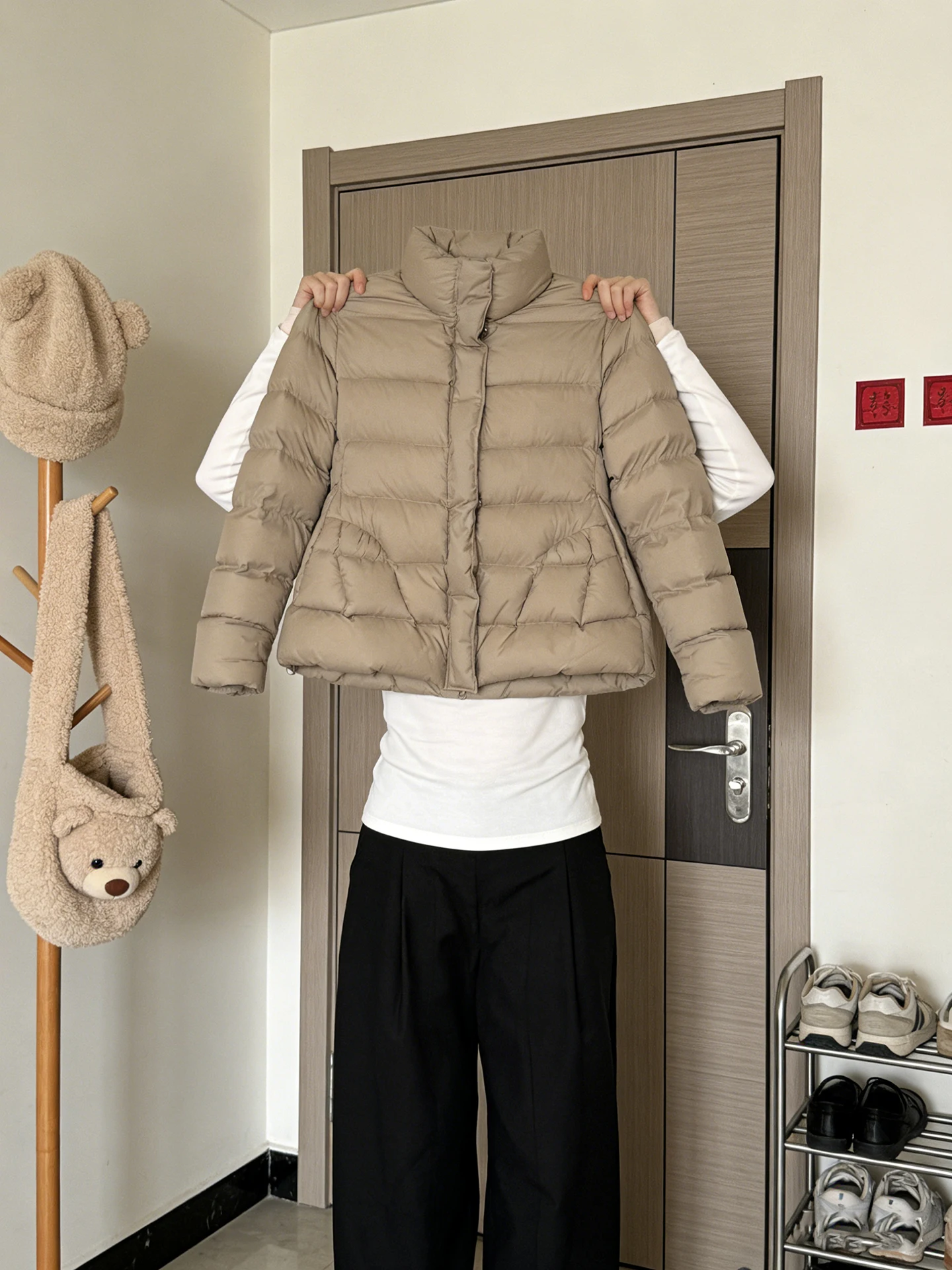 

Корейская ретро-куртка с воротником-стойкой и утяжкой на талии, утепленная хлопковая куртка для женщин, приталенная, теплая верхняя одежда