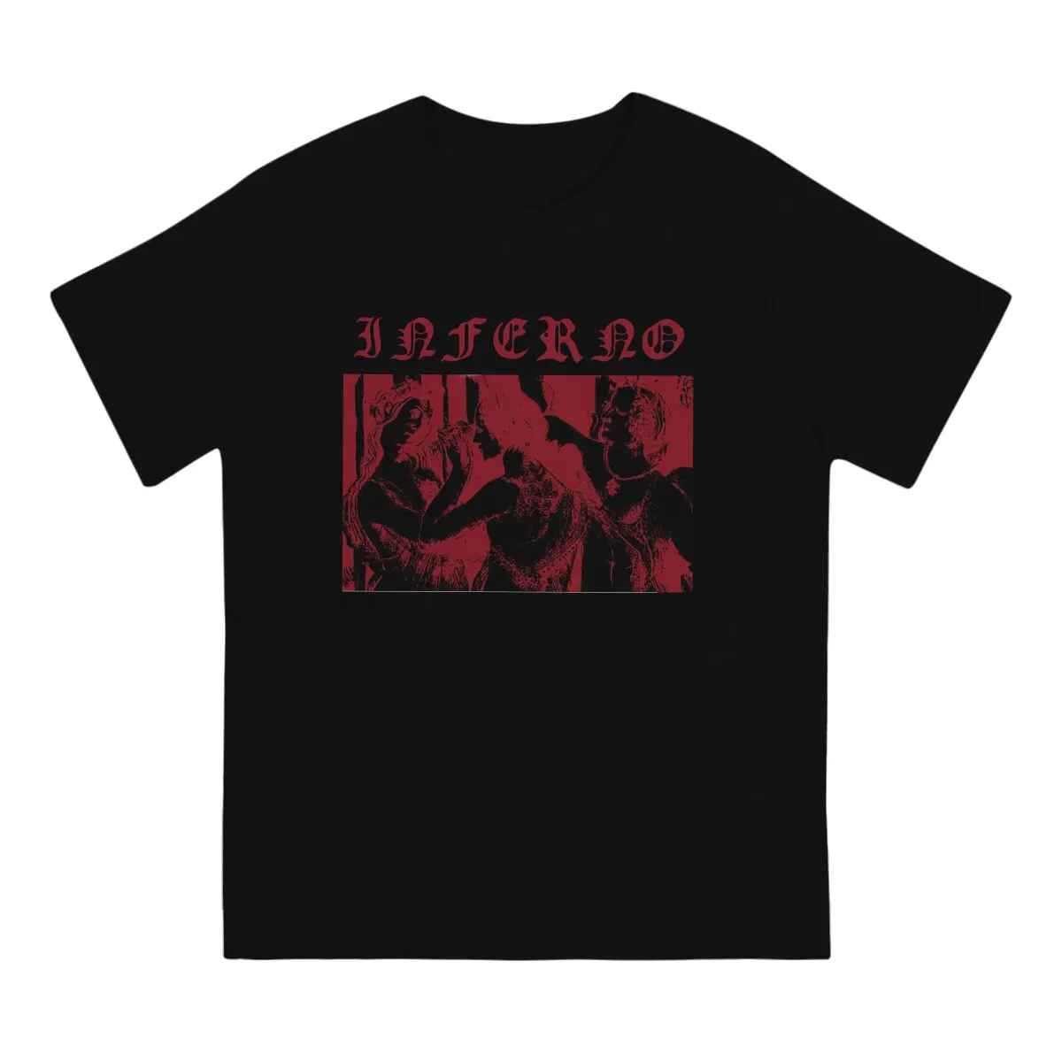 Inferno T Shirt for Men Cotton Novelty T-Shirt Crew Neck Black Metal Tees Short Sleeve Clothes Printing