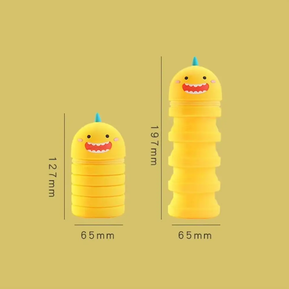 3D Little Dinosaur Pencil Case Waterproof Kawaii Silicone Stationery Box Cute Large Capacity Retractable Pencil Bag