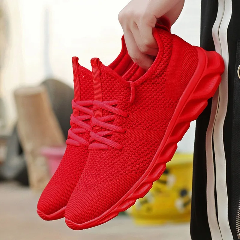 Fujeak Men\'s Running Shoes Non-slip Knitting Mesh Breathable Shoes Men Sneakers Male Casual Jogging Men Sport Shoes Zapatos