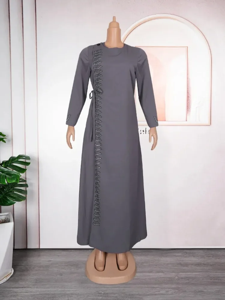 

2024 African Dresses for Women Summer Autumn Long Sleeve Polyster Long Maxi Dress Gowns Muslim Fashion Abaya Kaftan Outfits