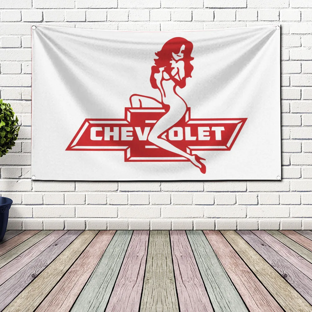 60x90cm C-Chevrolets Flag Polyester Digital Printing Banner for Garage Wall Art Out Door Decoration With Brass Grommets