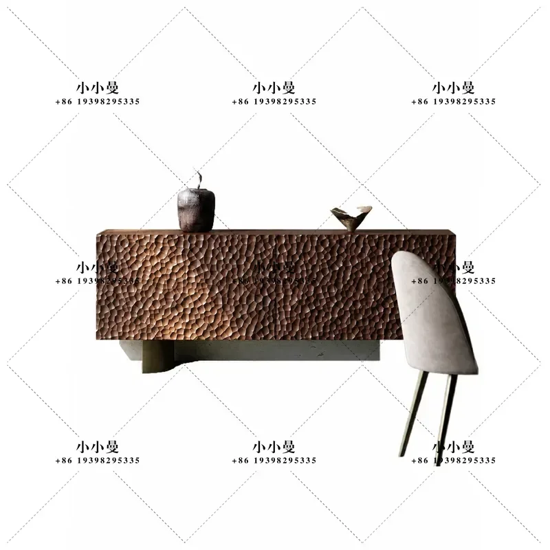 Namei Style Medium Ancient Solid Wood Dining Side Cabinet Wall Integrated Light Luxury High End 2026 New Engraving Storage