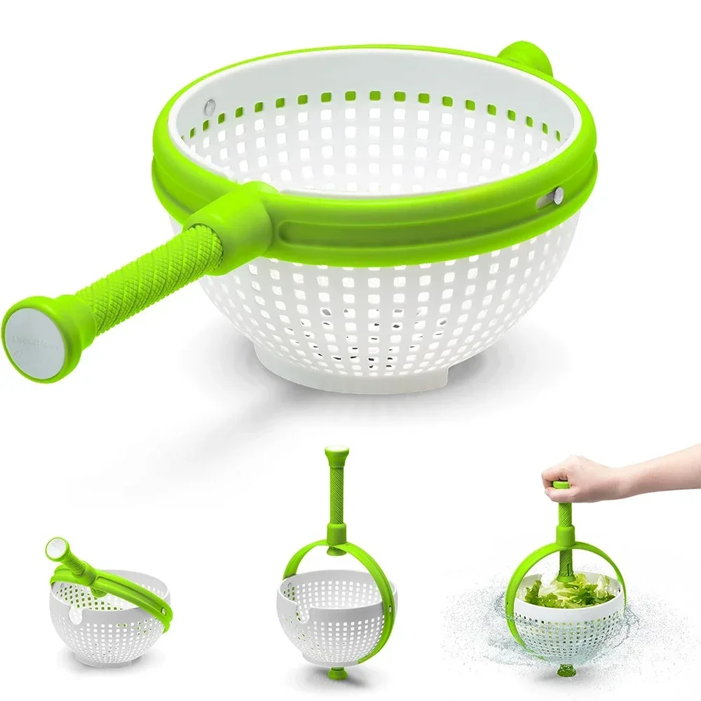 Rotating Drain Basket for Vegetables and Fruits Cleaning Salad Spinner Washing Dehydration Basket Kitchen Cool Gadgets - Image 4