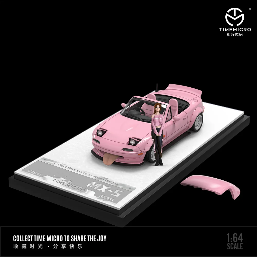 Time Micro 1:64 MX5 Cherry Blossom Pink/Tiffany Blue Alloy Diecast Model Car,Alloy Car Model For Collection & Display& Gift