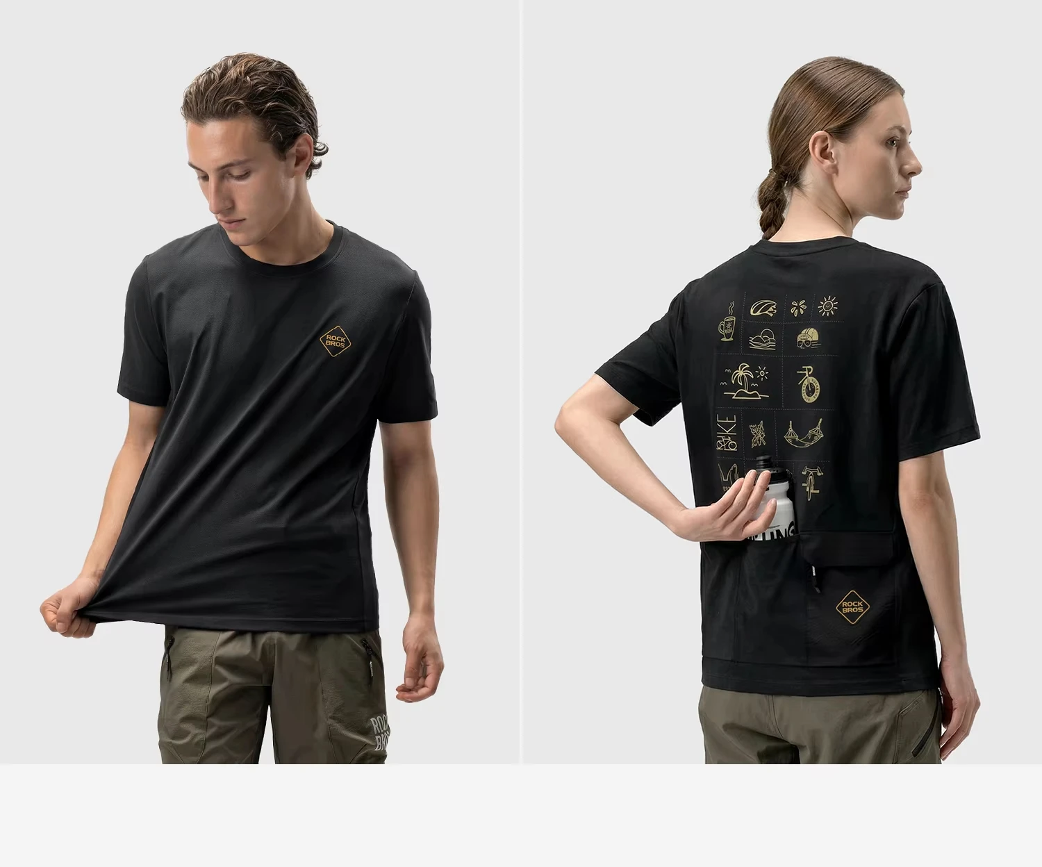 ROCKBROS Sommer-Radtrikot, elastisch, schnell trocknend, atmungsaktiv, kurzärmelig, T-Shirt für Herren und Damen, Fahrradbekleidung, Alltagskleidung, Freizeitkleidung – Detail 13