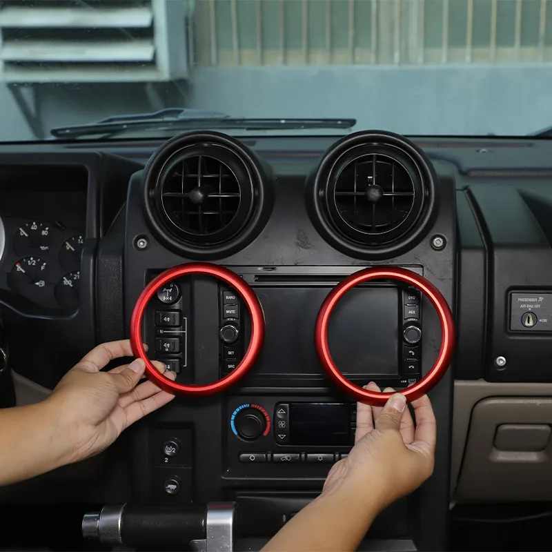 Aluminum Alloy For Hummer H2 2003-2007 Car Center Console Air Outlet Decorative Ring Car Interior Accessories