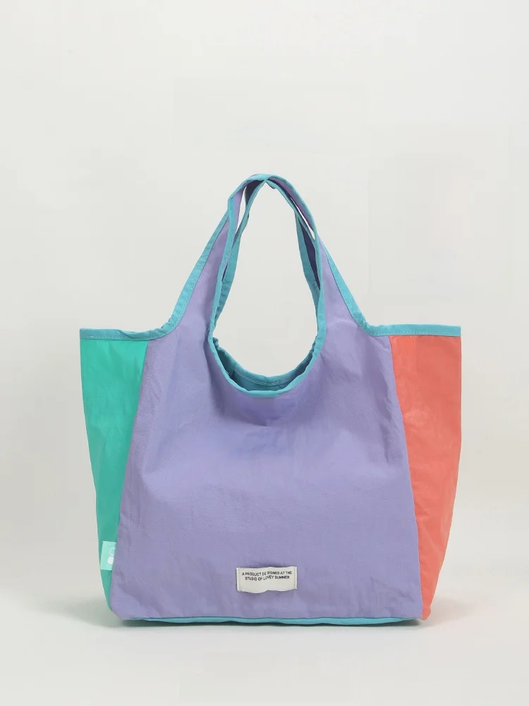 

Caidre Portable Foldable Oxford Canvas Tote Bag Durable Water Resistant Large Capacity Commuting Shopping Bag for Youth