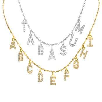 여성용 맞춤형 이름 목걸이, 이니셜 레터 펜던트 지르콘 목걸이, 스테인레스 스틸 도매 쥬얼리