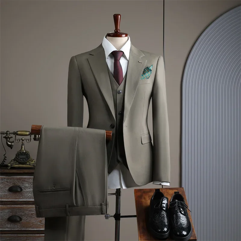 (37) Fashionable British Style Handsome Groom Wedding Suit High-end Suit