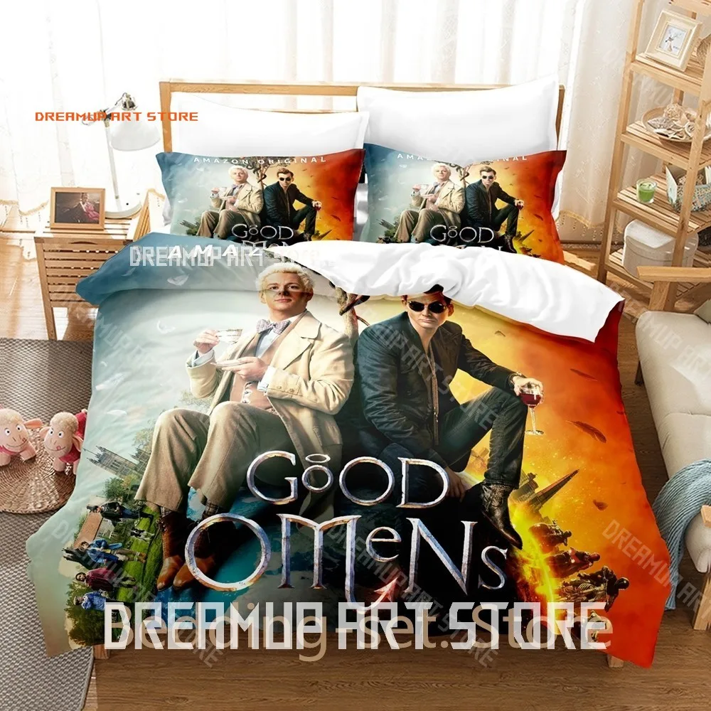 2026 3D Print Good Omens TV Bedding Set Single Twin Full Queen King Size Bed Set Adult Bedroom Duvetcover Sets Anime Bed Sheet S