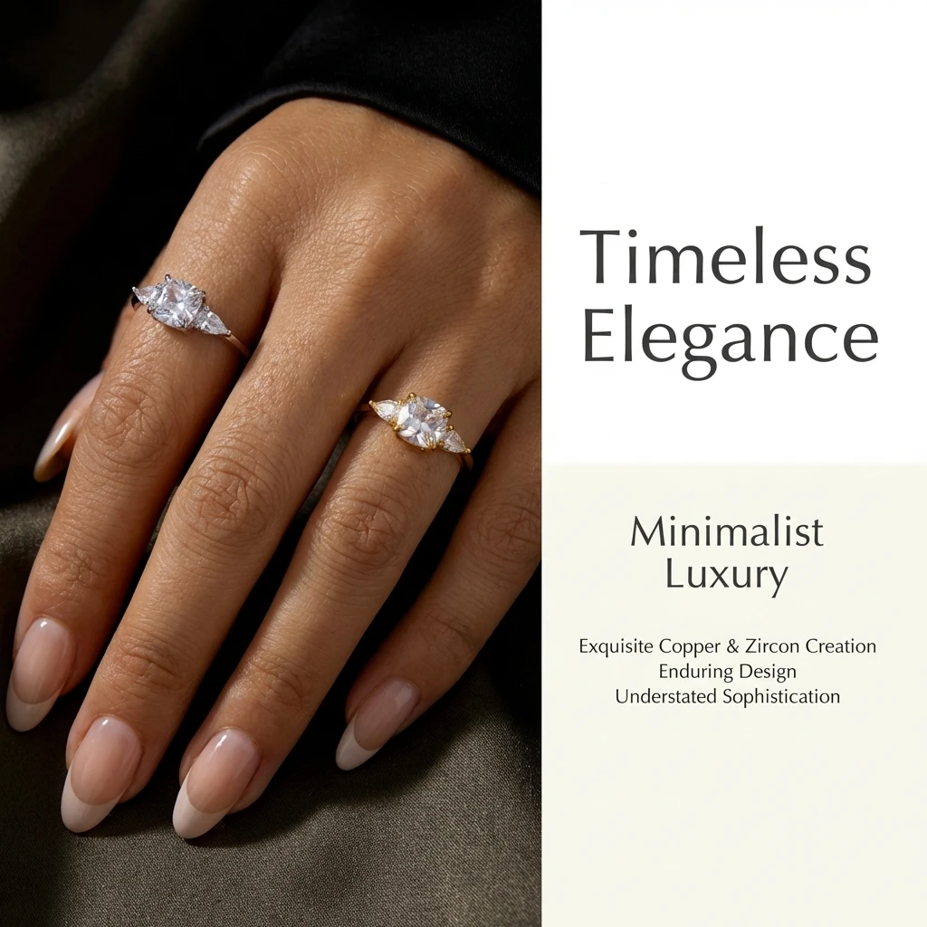 Zarter Brillanter Ring für Frauen Klassischer Messing-Zirkon Birnenförmige Seitensteine Minimalistischer Eleganter Alltags- und Versprechensschmuck – Detail 1
