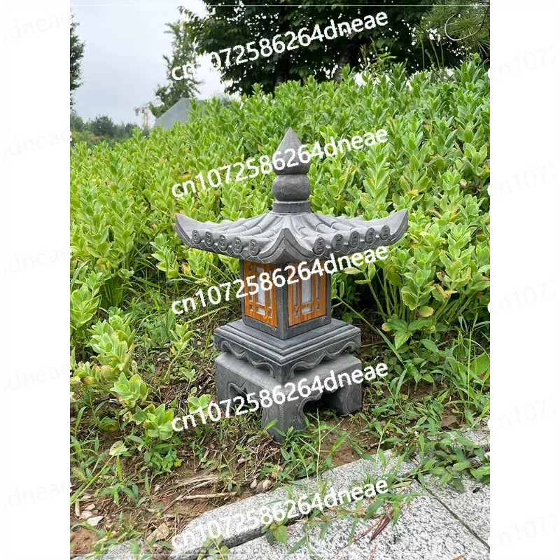 Chinese solar stone lantern Qingshi outdoor lawn calcium carbide lamp Zen stone lam,Custom stone lamp courtyard antique