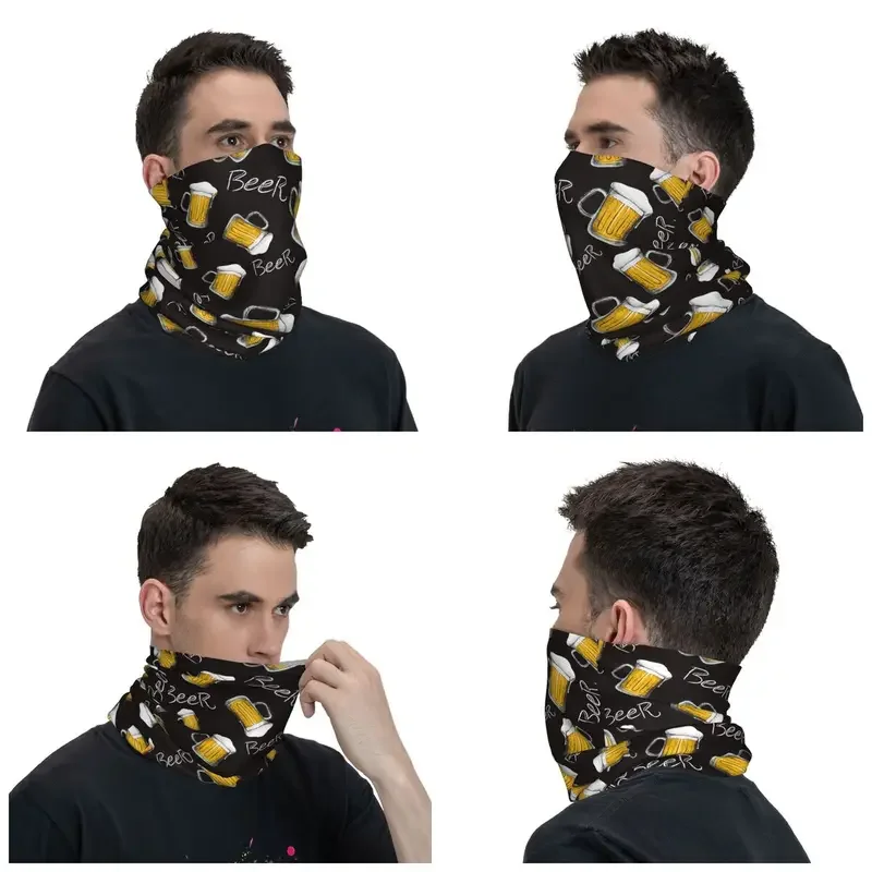 Beer mug pattern bandana neck gaiter printed balaclavas mask scarf multifunctional cycling riding for Men Women adult washable