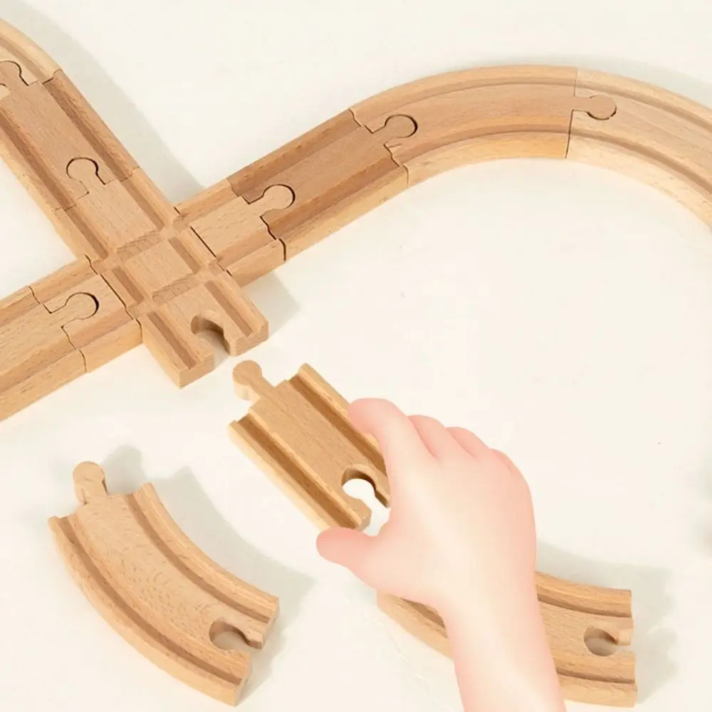 Treno in legno per bambini a forma di 8 Assemblaggio fai-da-te Educazione precoce Formazione del pensiero Pista del treno Giocattolo Puzzle Luce di segnalazione