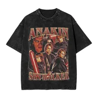 Washed T Shirts Anakin Skywalker Hip Hop Vintage T-Shirt Oversize  Streetwear 100% Cotton Printed Tops Tee Shirt Men Women