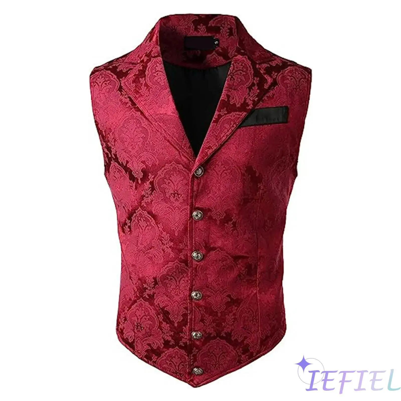 

Mens Luxurious Medieval Vest Steam Punk Cosplay Tank Tops for Cocktail Events Tuxedo Waistcoat Lapel V Neck Button-down Outwear