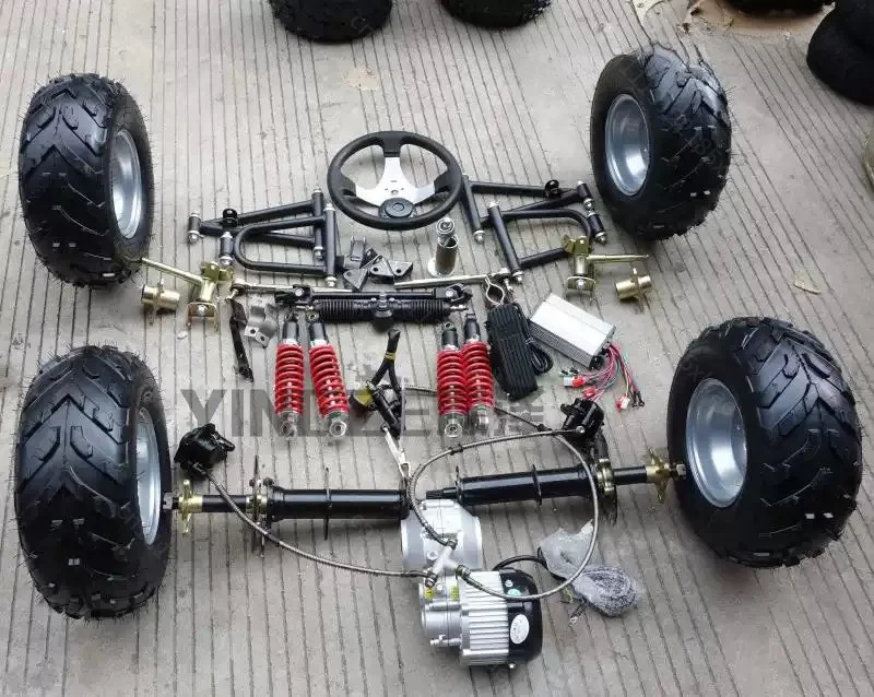 DIY Modification Electric Quad Wheeler Go-Kart Accessories Front Suspension Steering Differential Shaft Drive Motor Rear Axle