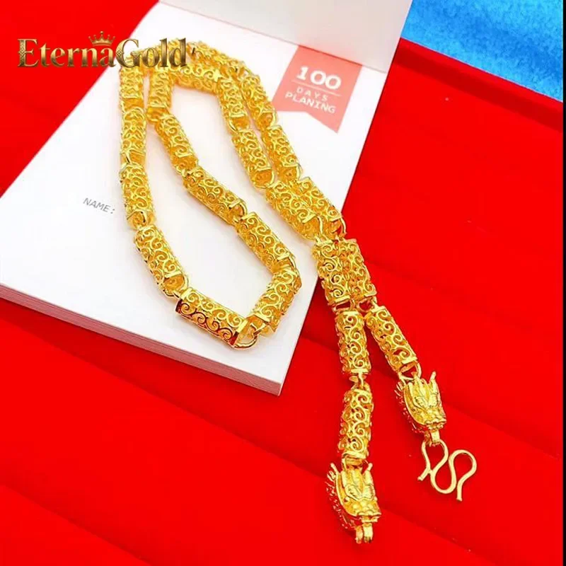 

EternaGold Роскошное мужское ожерелье из чистого золота 24K 9999 пробы, цепочка Xiangyun 8 мм
