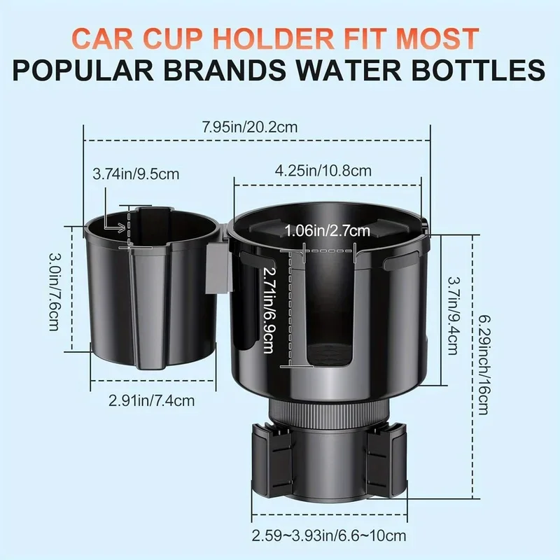 2-in-1 Car Cup Holder Expander with Offset Adapter - Adjustable Phone Holder Base, Universal Fit Large Bottles (2.24.2 - Snowman