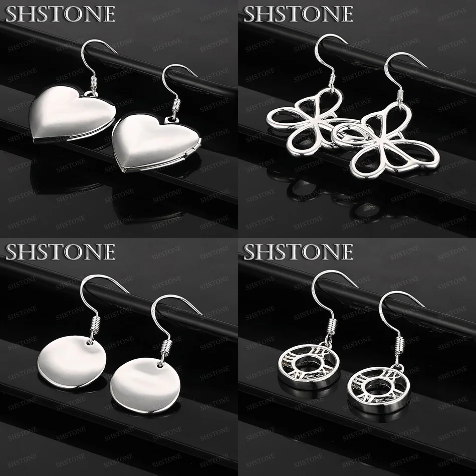 

Hot 925 Sterling Silver Heart Butterfly Round Drop Earrings Temperament Pretty Jewelry Accessories Birthday Christmas Party Gift