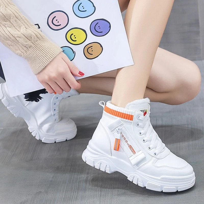 Scarpe vulcanizzate da donna Scarpe sportive casual alte da studente con suola spessa versatili alla moda e comode