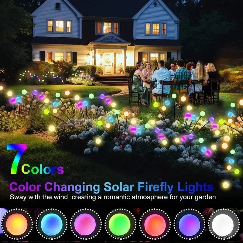 

1/4/8/12Pack Outdoor LED Solar Lights Waterproof Starburst Firefly Lights Lawn Garden Lamp for Path Landscape Decorative Lights