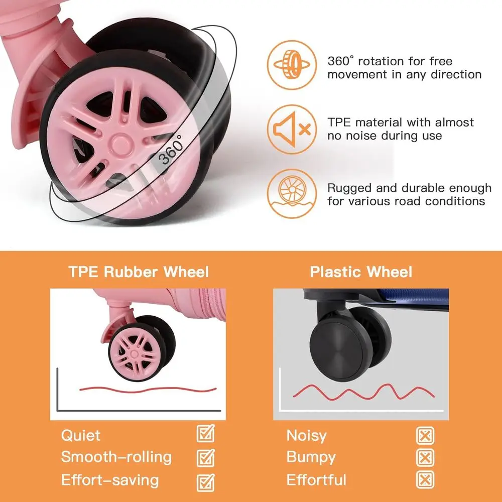 Pink 24 Medium Hardside Suitcase with Expandable Capacity, Quiet Spinners, TSA Lock, and Scratch-Resistant PC+ABS Material