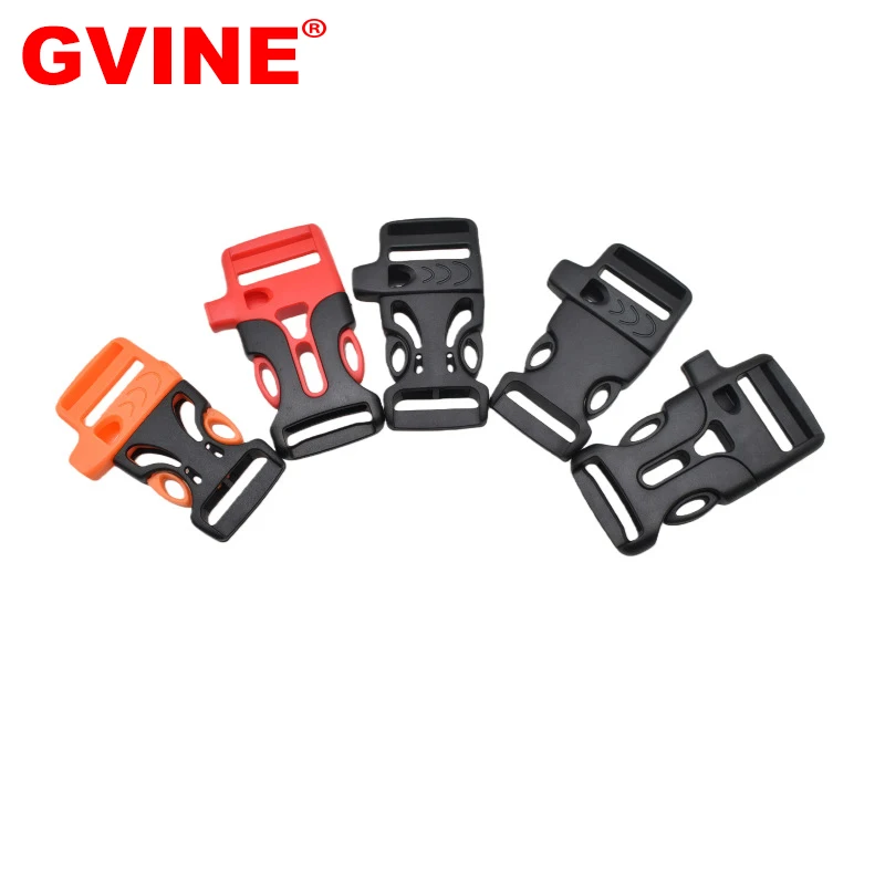 10PCS 20/25mm Plastic Whistle Buckles Quick Release Snap Fastener Clips for Paracord Emergency Backpack Luggage Bag Parts