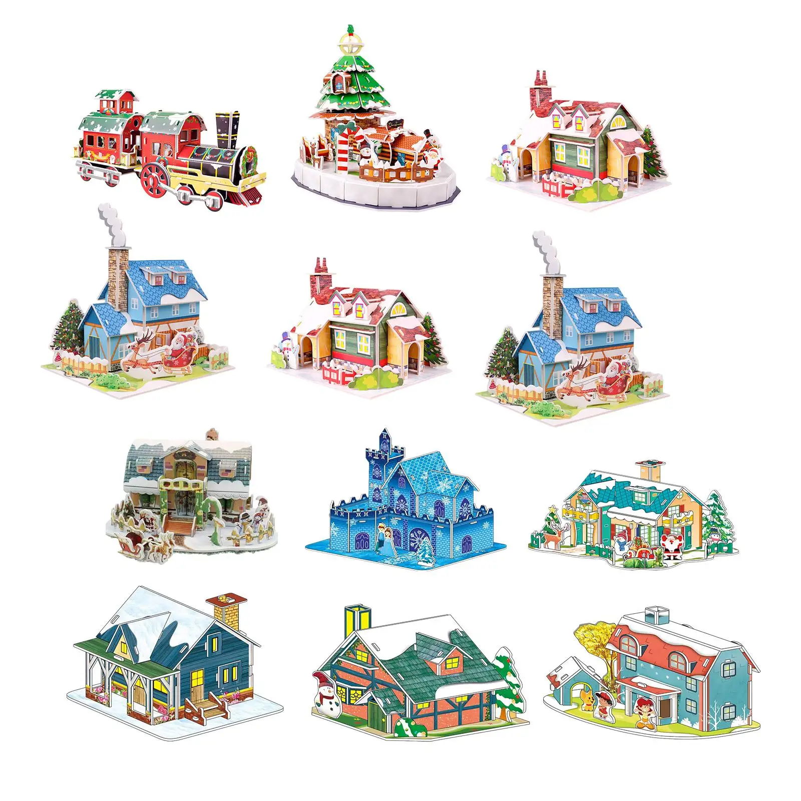 

DIY Christmas Houses Activities Small Houses Educational DIY Crafts Indoor Outdoor Decor 3D Puzzle for Children Gifts Girls Kids