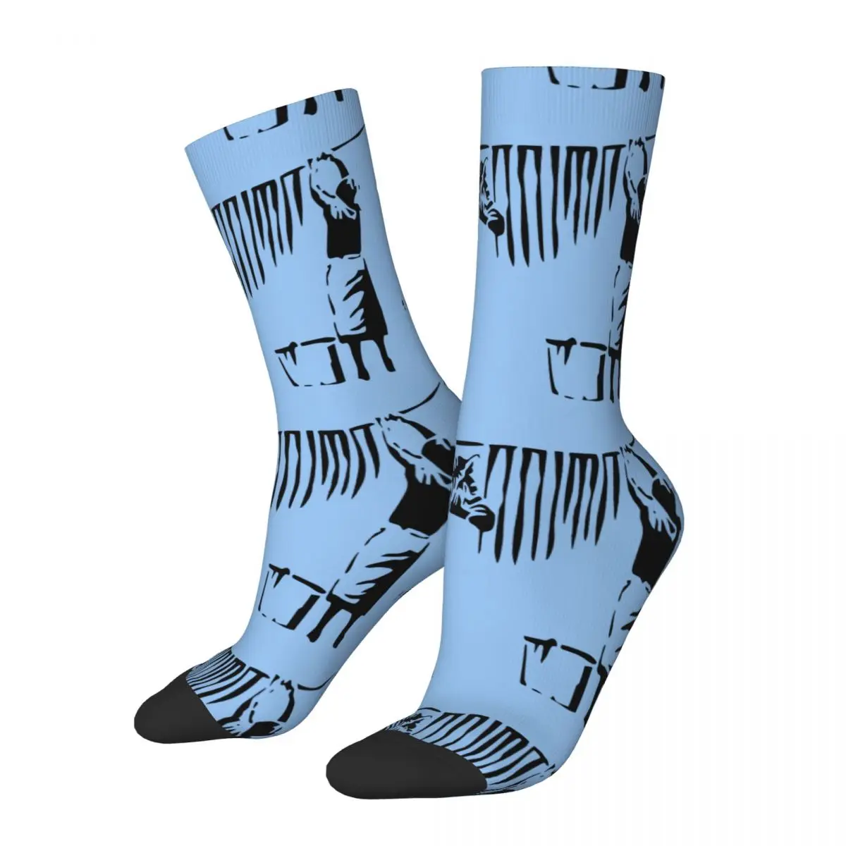 Funny Happy Men's compression Socks Zebra Vintage Harajuku Graffiti Young Culture Fashion Creative Art Banksy Hip Hop Crew Sock