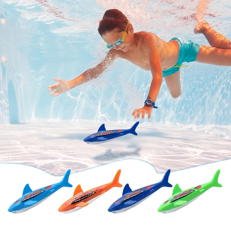 

4Pcs Kids Funny Swimming Pool Diving Game Toys Summer Shark Rocket Throwing Toy Children's Dive Animal Toy Holiday Birthday Gift