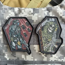 Skull Soldier Hell Jumper Tactical Patch Don't Fear The Reaper Morale Badge Printing Hook & Loop Military Backpack Punk Sticker