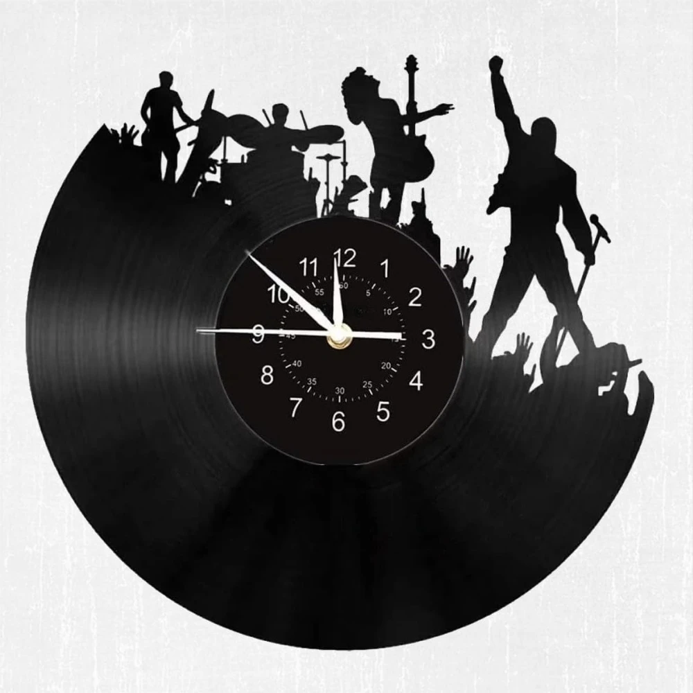 12 Inch Rock Band Music Theme Vinyl Record Wall Clock Home Decoration 7-color LED Night Light Wall Clock Music Enthusiast Gift