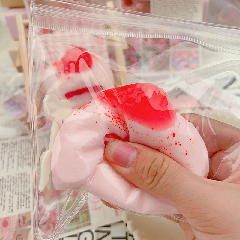 Strawberry Cake Food Play Food Soft Squeeze Toys for Kids Food Sets Tpr Decompressing Pinch Funny Vent Stress Game Play Gifts