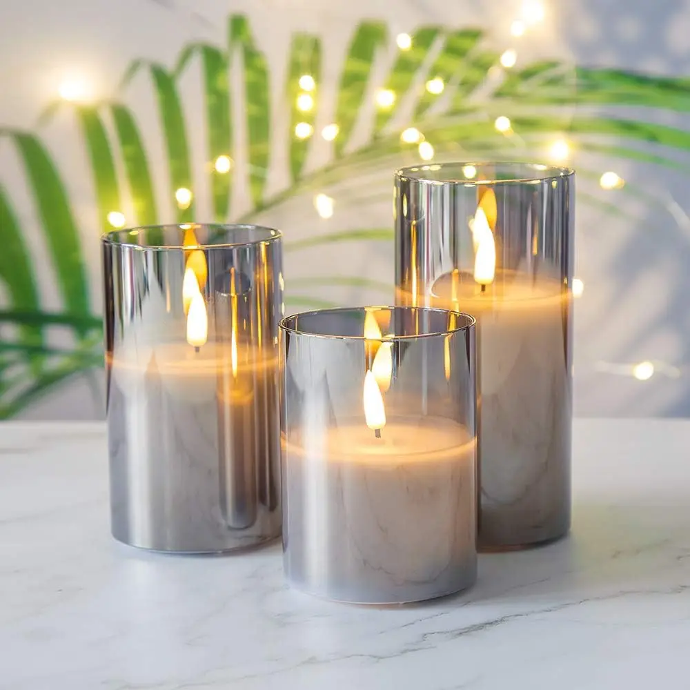 Flameless Candles With Remote Battery Operated Flickering LED Pillar Candles Set of 3 Electric Fake Candles for Home Decor