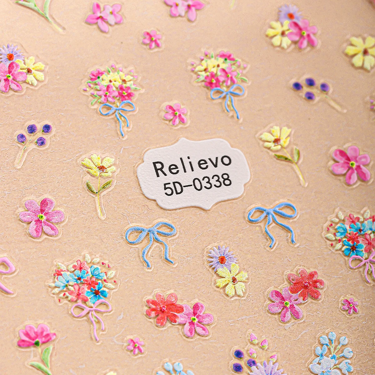 2 pezzi adesivo per nail art 5D fiori squisiti decalcomanie per unghie autoadesive floreali colorate per cursore per unghie decorazione manicure fai da te