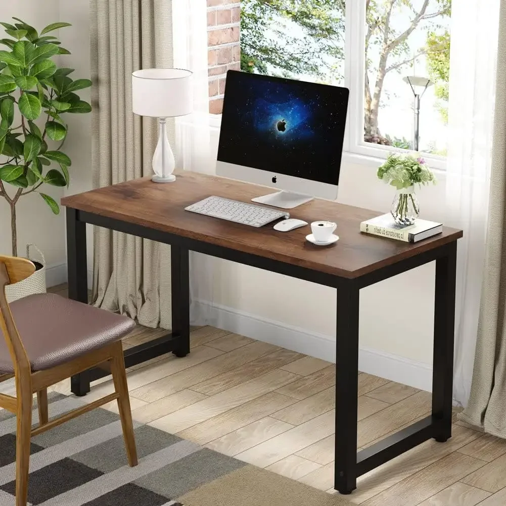 Modern Simple Computer Desk, 47 inch Vintage Office Desk Computer Table, Study Writing Study Desk Workstation for