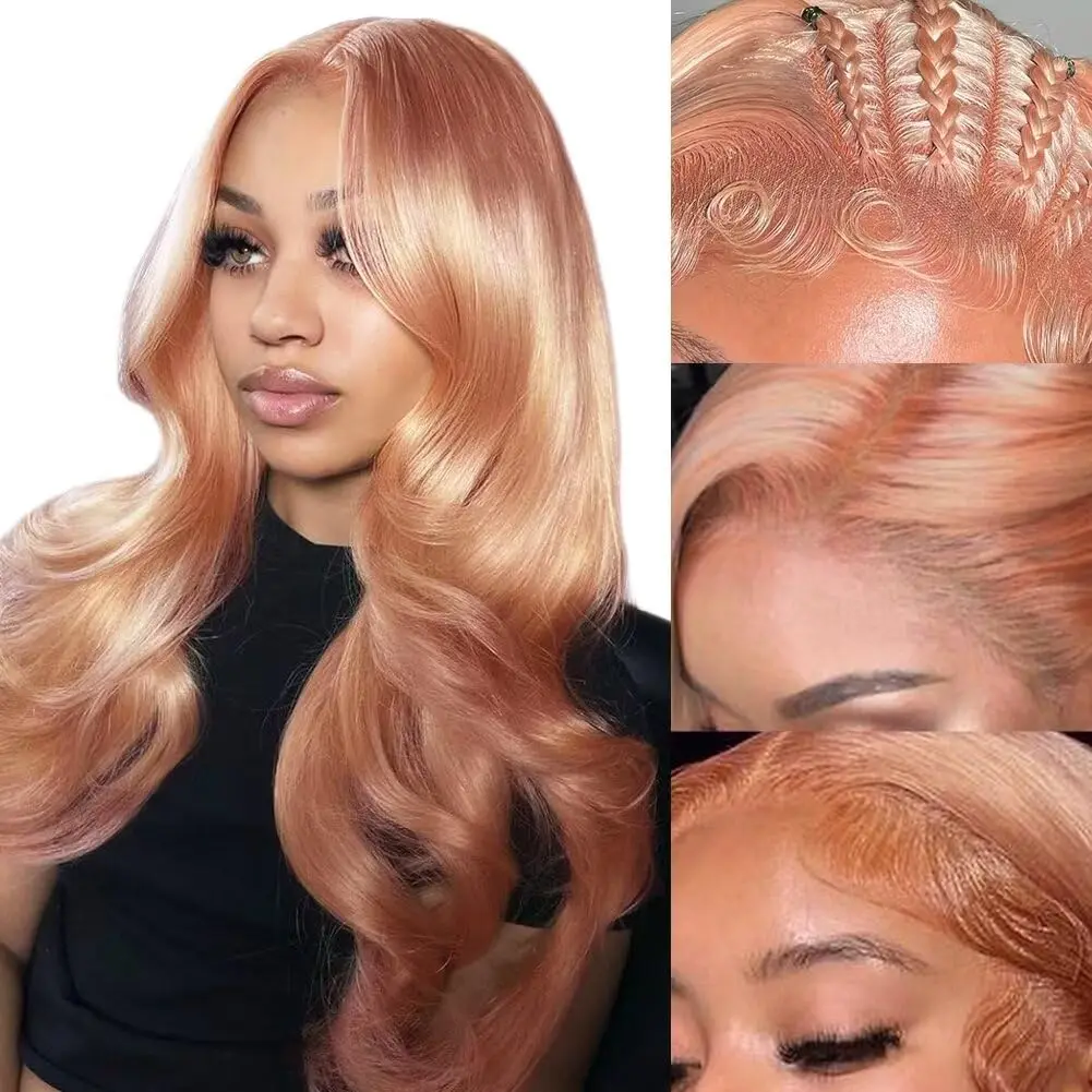 

Pink Blonde Body Human Hair Wig 13x4HD Lace Front Human Hair Wig Strawberry Blonde Body Wave Lace Front Wig Brazilian Human Hair
