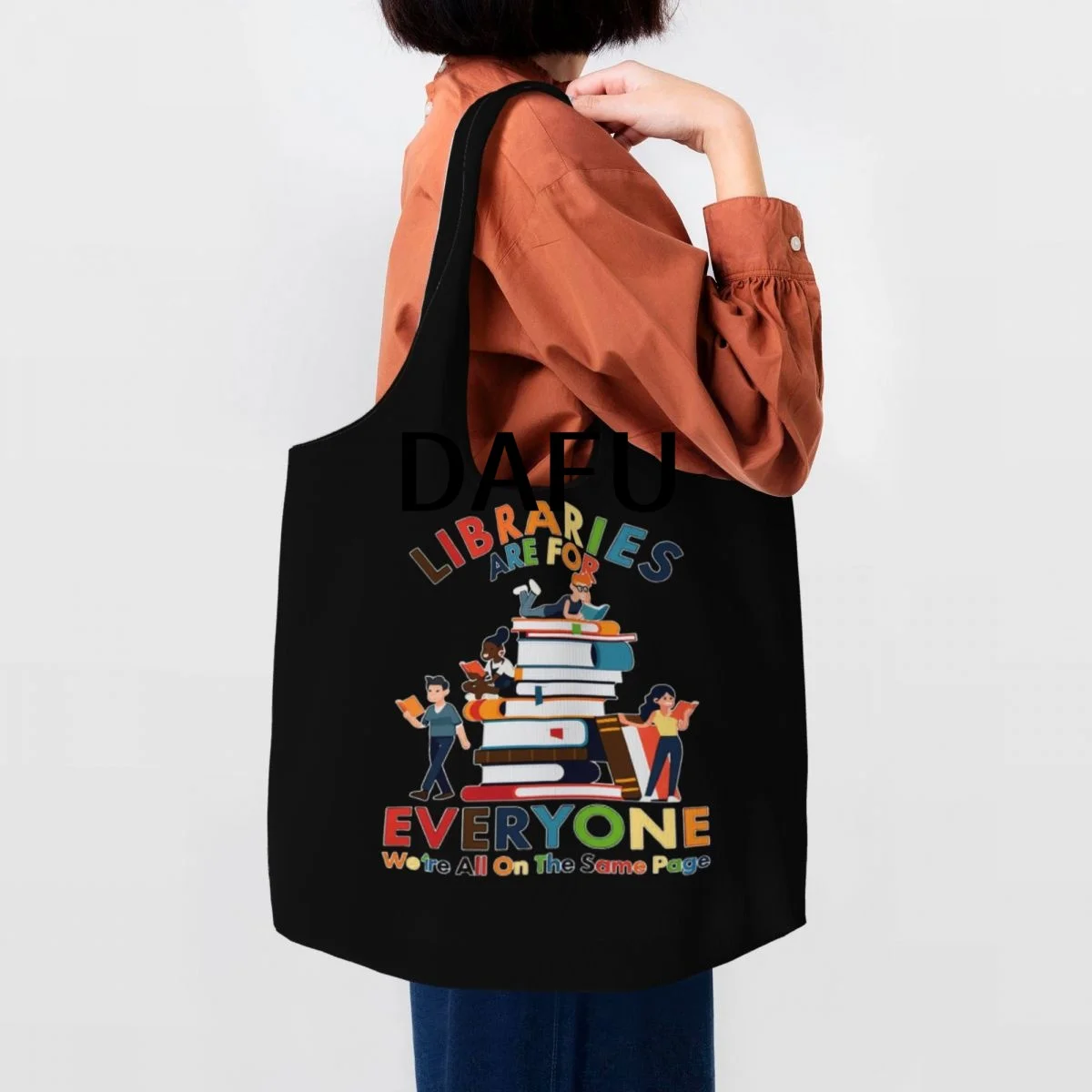 Libraries Are For Everyone Large Capacity Canvas Tote Bag Single Shoulder Work Commute Bag For Women Eco-Friendly Shopping Bag