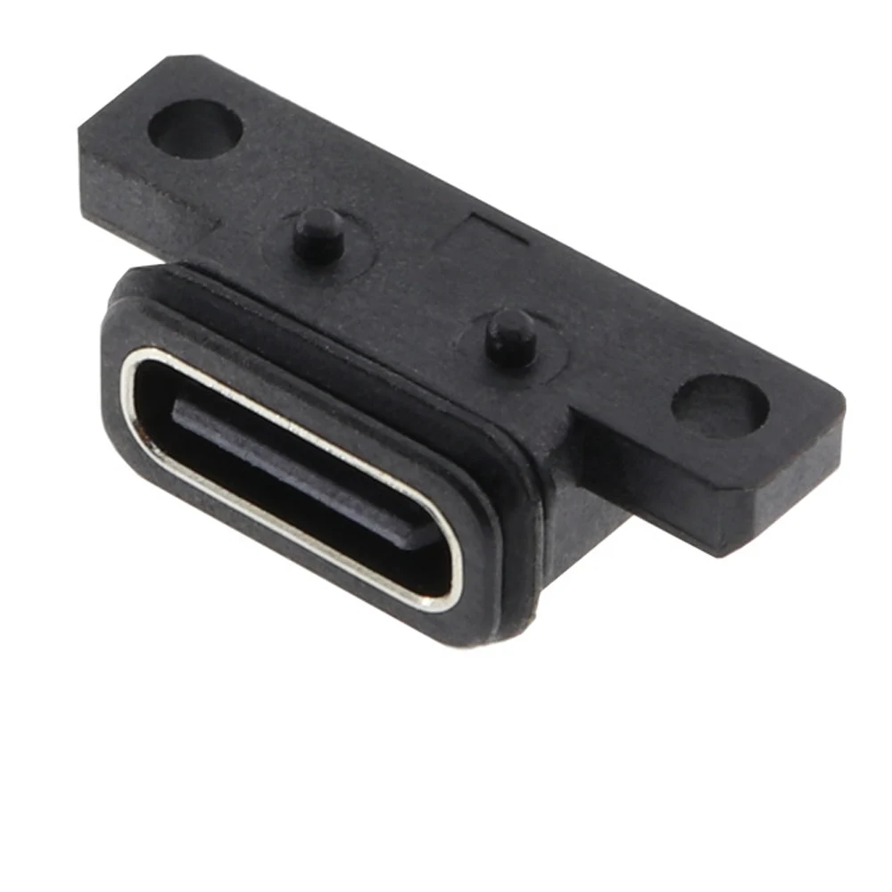 Tipo-c 2pin à prova dwaterproof água fêmea usb c porta de soquete com furo de parafuso interface de carregamento de carga rápida conector usb de 180 graus