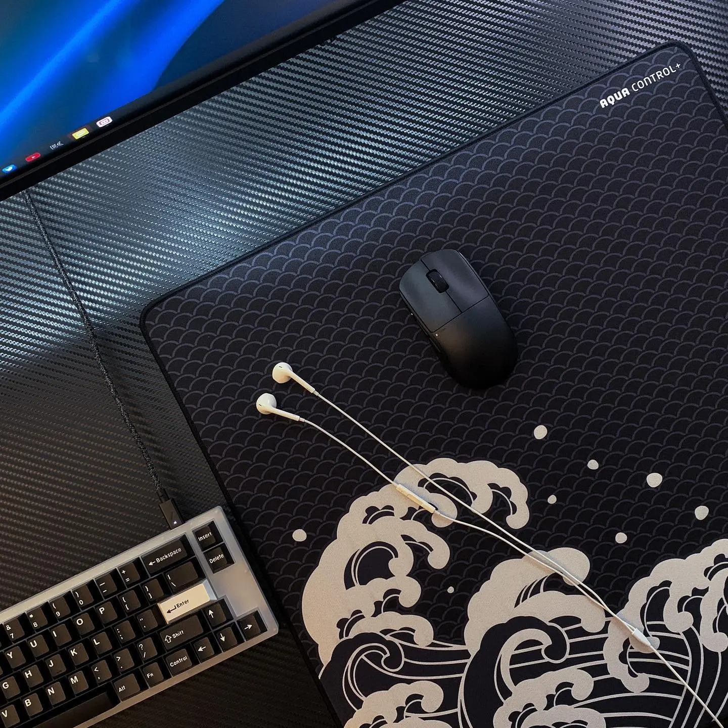 Ac+Mint Wave Esports Mouse Pad Coarse Surface Control Smooth Fps 4mm Bottom Adhesive Enhanced Edition Professional Player